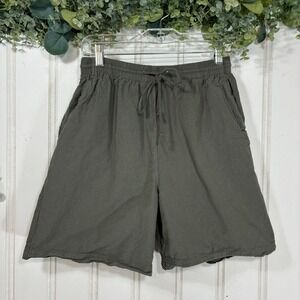 EZ Gear 100% Cotton Drawstring Shorts SMALL Olive Green Casual Relaxed Fit